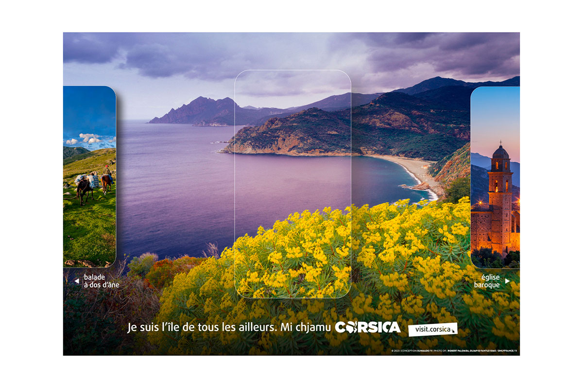 Affiche campagne tourisme Corse 2024